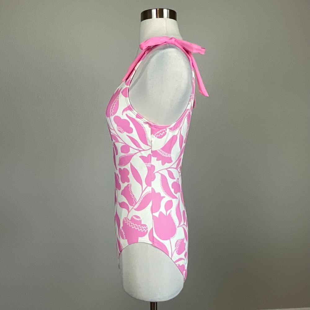 Kate Spade Pink and White Bathing Suit Floral One-Piece Scoop Back Size Medium - Picture 7 of 11
